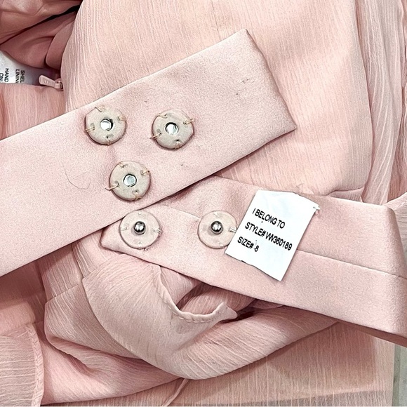 Vera Wang Blush Chiffon Formal V Neck Flange Maxi Bridesmaids Bridal Dress - Picture 6 of 9